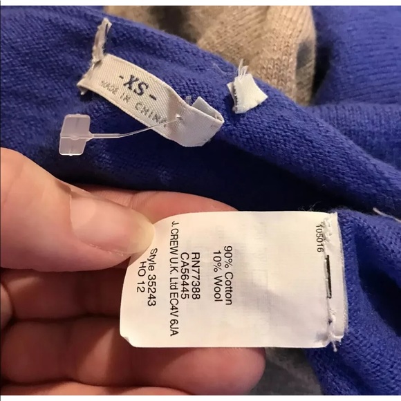 J.Crew WALLACE Winter Break Sweater Striped V-neck Knit Periwinkle Blue Tan - Picture 7 of 10